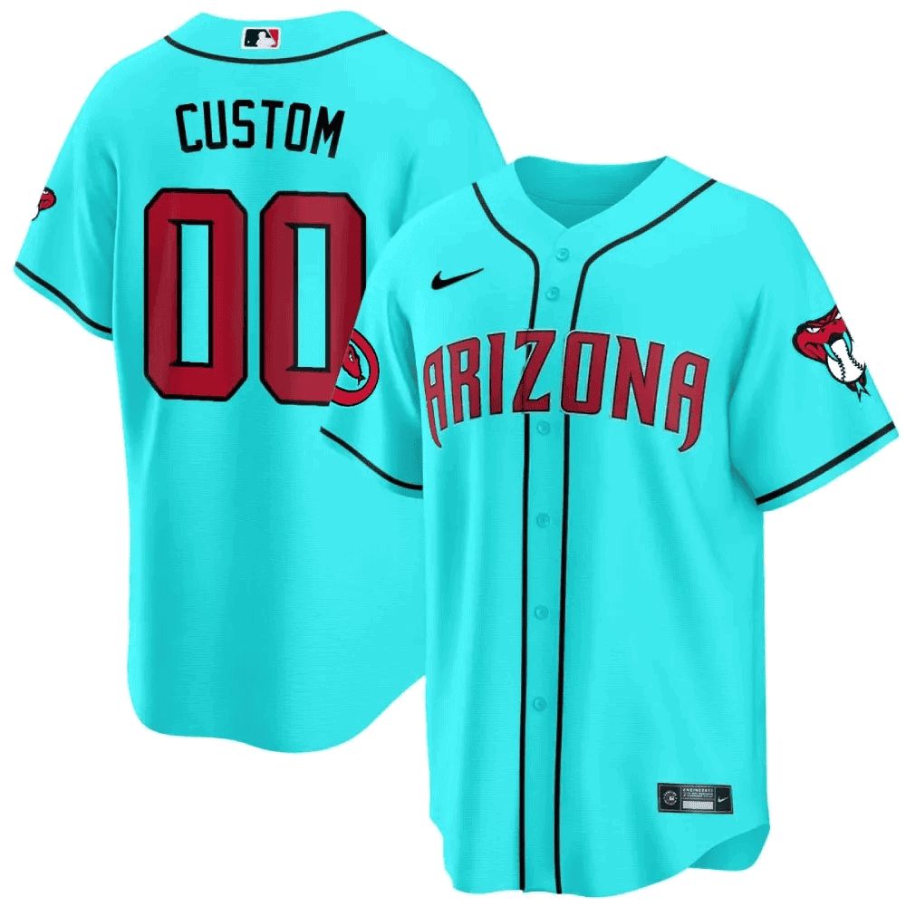 Men Arizona Diamondback Light Blue Nike 2024 Cool Base Custom MLB Jersey style 1->customized nfl jersey->Custom Jersey